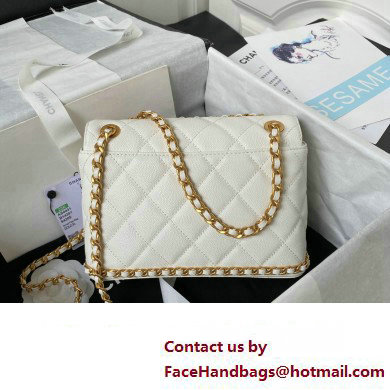 Chanel Grained Calfskin  &  Gold-Tone Metal Chain Flap Bag AS4431 White 2023